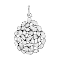 Polki Diamond Cluster Pendant in Platinum Over Sterling Silver
