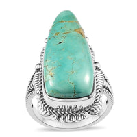 Artisan Crafted Royston Turquoise Solitaire Ring in Sterling Silver (Size 10.0) 9.25 ctw