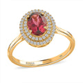 Certified & Appraised Iliana 18K Yellow Gold AAA Ouro Fino Rubellite and G-H SI Diamond Ring (Size 10.0) 1.70 ctw - Sticky add to cart bar