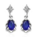 Tanzanian Blue Spinel (DF) and White Zircon Dangle Earrings in Platinum Over Sterling Silver 1.15 ctw - Sticky add to cart bar