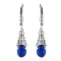 Tanzanian Blue Spinel (DF) and White Zircon Drop Earrings in Platinum Over Sterling Silver 3.00 ctw - Sticky add to cart bar