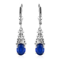 Tanzanian Blue Spinel (DF) and White Zircon Drop Earrings in Platinum Over Sterling Silver 3.00 ctw