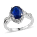 Tanzanian Blue Spinel (DF) and White Zircon Infinity Shank Ring in Platinum Over Sterling Silver 3.40 ctw - Sticky add to cart bar