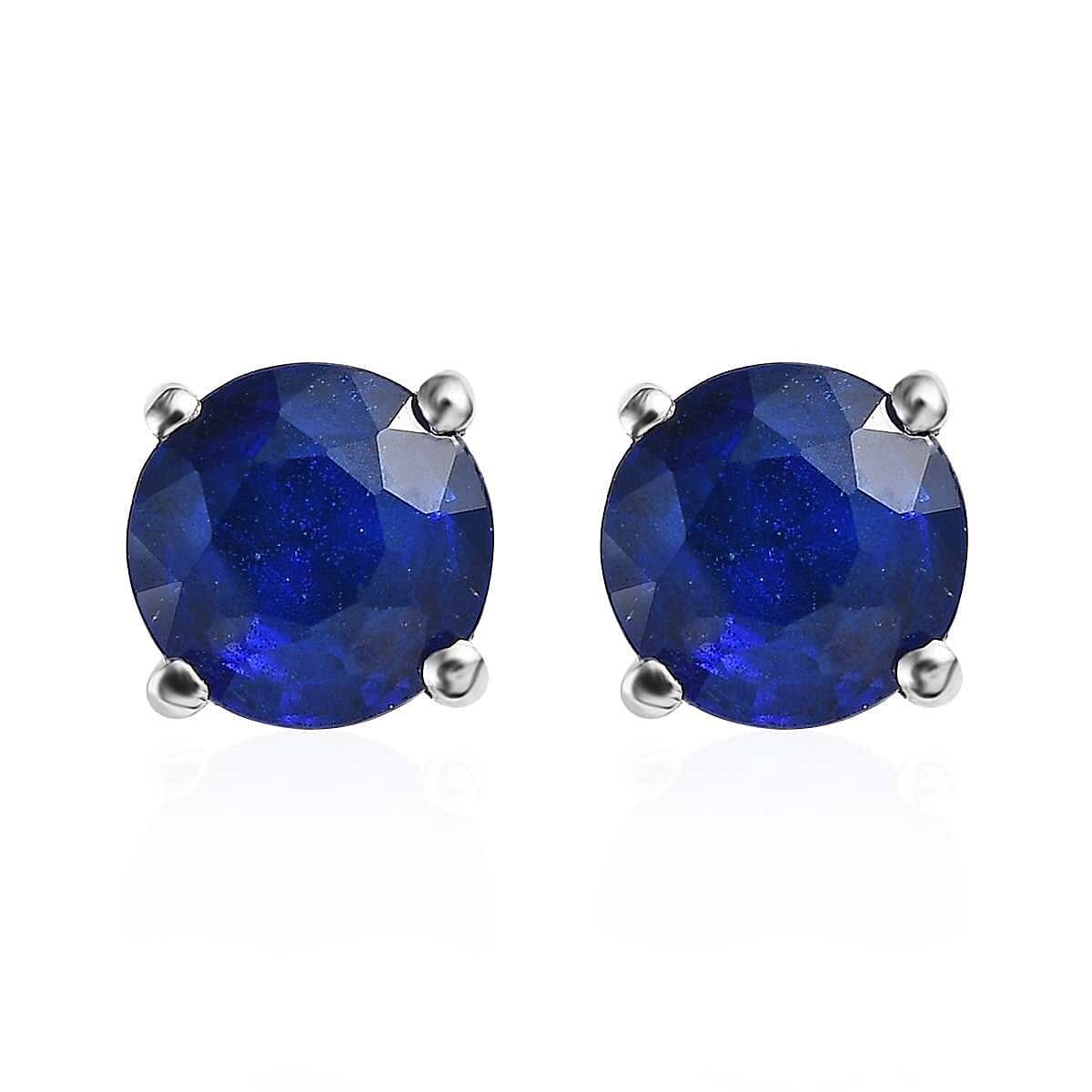 Tanzanian Blue Spinel (DF) Solitaire Stud Earrings in Platinum Over Sterling Silver 1.10 ctw
