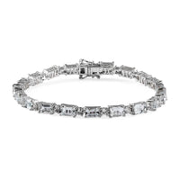 Premium Mangoro Aquamarine and White Zircon Bracelet in Platinum Over Sterling Silver (7.25 In) 14.65 ctw
