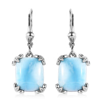 Larimar Lever Back Earring in Platinum Over Sterling Silver 11.85 ctw