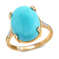 Certified & Appraised Luxoro 14K Yellow Gold AAA Sleeping Beauty Turquoise, Diamond (G-H, I2) Ring (Size 10.0) 8.35 ctw - Sticky add to cart bar