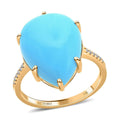 Certified & Appraised Luxoro 14K Yellow Gold AAA Sleeping Beauty Turquoise and G-H I2 Diamond Ring 8.85 ctw - Sticky add to cart bar