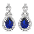 Lab Created Blue Spinel and Simulated Diamond Earrings in Silvertone 3.50 ctw - Sticky add to cart bar