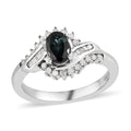 Premium Monte Belo Indicolite and Diamond Ring in Platinum Over Sterling Silver 0.75 ctw - Sticky add to cart bar