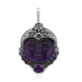 Sajen Silver Amethyst Carved and Multi Gemstone Pendant in Sterling Silver 9.00 ctw - Sticky add to cart bar