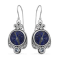 Sajen Silver Lapis Lazuli Carved and Blue Topaz Earrings in Sterling Silver 12.40 ctw - Sticky add to cart bar