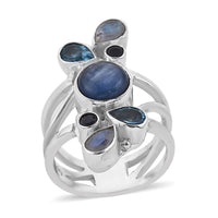 Sajen Silver Himalayan Kyanite and Multi Gemstone Ring in Sterling Silver (Size 11.0) 4.75 ctw