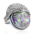 Sajen Silver Carved Bone and Ethiopian Welo Opal Ring in Sterling Silver 0.20 ctw - Sticky add to cart bar