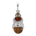Sajen Silver Tigers Eye Carved and Multi Gemstone Pendant in Sterling Silver 12.70 ctw - Sticky add to cart bar