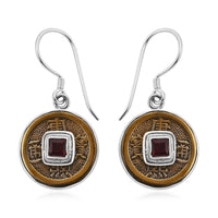 Sajen Silver Mozambique Garnet Coin Earrings in Sterling Silver 0.90 ctw