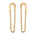 14K Yellow Gold Safety Pin Diamond-Cut Rope Chain Dangling Earrings 1.50 Grams - Sticky add to cart bar