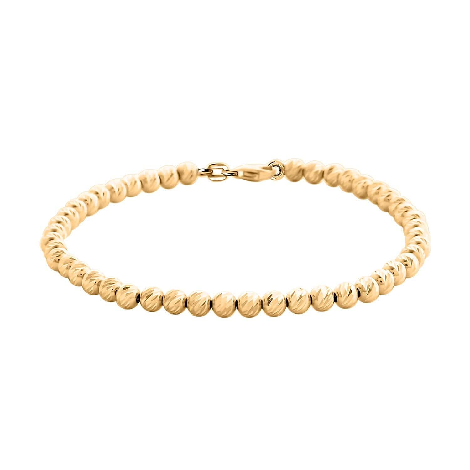 10K Yellow Gold 4mm Diamond Cut Beaded Bracelet (7.50 In) 5.6 Grams