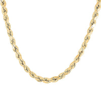 10K Yellow Gold 7mm Rope Necklace 20 Inches 16 Grams