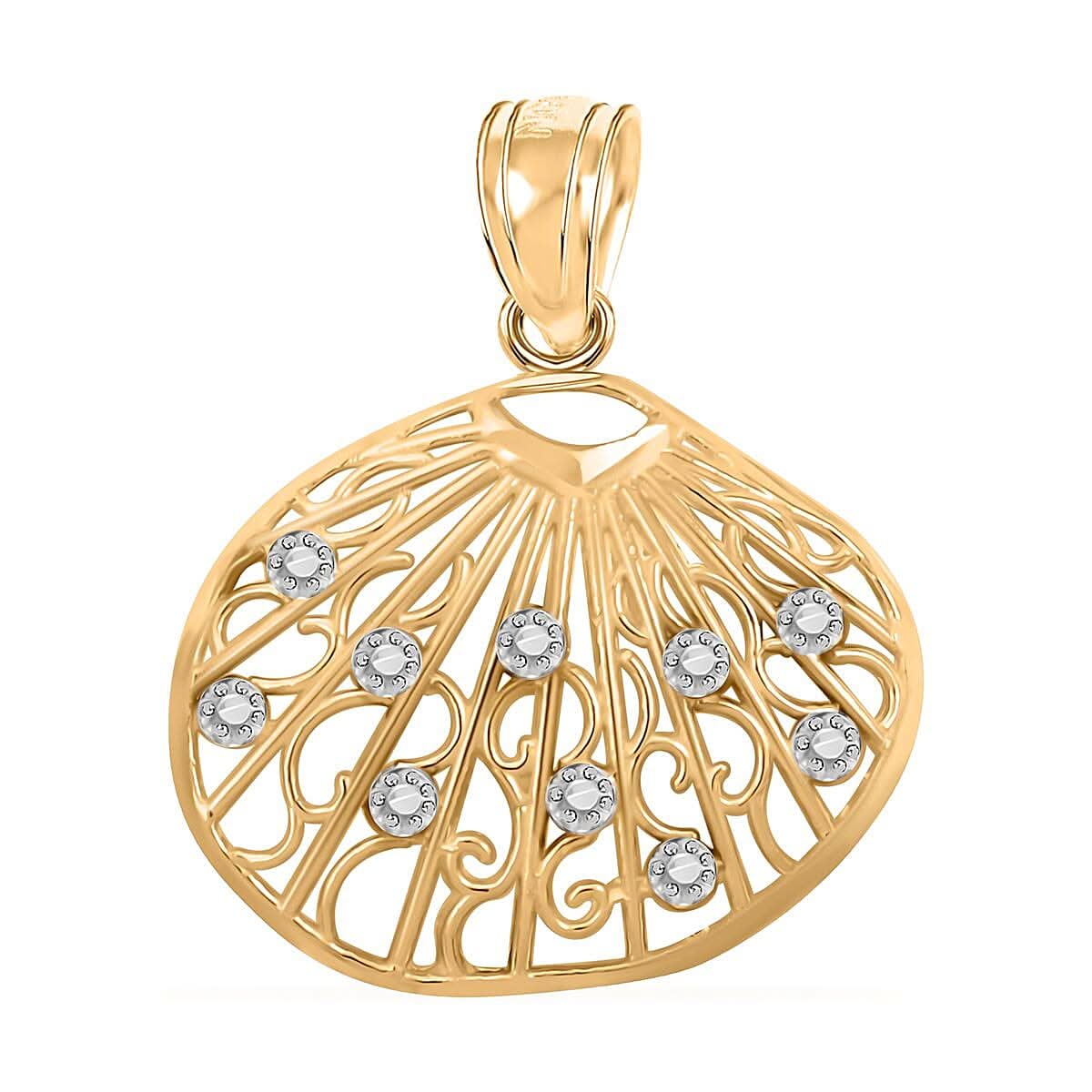 Made In America 10K Yellow and White Gold Sea Shell Pendant 1 Grams
