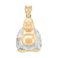 Made In America 10K Yellow and White Gold Laughing Buddha Pendant 2.3 Grams - Sticky add to cart bar