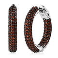 Mozambique Garnet Inside Out Hoop Earrings in Platinum Over Sterling Silver 3.15 ctw - Sticky add to cart bar