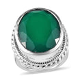 Karis Green Onyx Solitaire Ring in Platinum Bond (Size 10.0) 12.30 ctw - Sticky add to cart bar