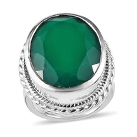 Karis Green Onyx Solitaire Ring in Platinum Bond (Size 10.0) 12.30 ctw