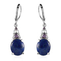 Lapis Lazuli, Simulated Amethyst Diamond Drop Lever Back Earrings in Stainless Steel 11.25 ctw - Sticky add to cart bar