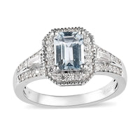 Premium Madagascar Aquamarine and White Zircon Ring in Platinum Over Sterling Silver (Size 10.0) 1.40 ctw