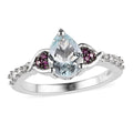 Premium Espirito Santo Aquamarine, Multi Gemstone Ring in Platinum Over Sterling Silver (Size 10.0) 1.15 ctw - Sticky add to cart bar