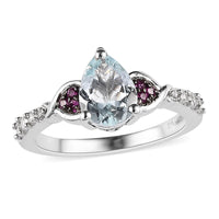 Premium Espirito Santo Aquamarine, Multi Gemstone Ring in Platinum Over Sterling Silver (Size 10.0) 1.15 ctw