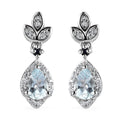 Premium Mangoro Aquamarine and Multi Gemstone Dangling Earrings in Platinum Over Sterling Silver 1.00 ctw - Sticky add to cart bar