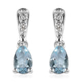 D'Joy Premium Mangoro Aquamarine and White Zircon Drop Earrings in Platinum Over Sterling Silver 0.75 ctw - Sticky add to cart bar