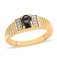 Premium Platinum Spinel and Moissanite Men's Ring in Vermeil Yellow Gold Over Sterling Silver 0.90 ctw