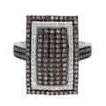 Natural Champagne and White Diamond Ring in Platinum Over Sterling Silver (Size 10) 1.00 ctw - Sticky add to cart bar