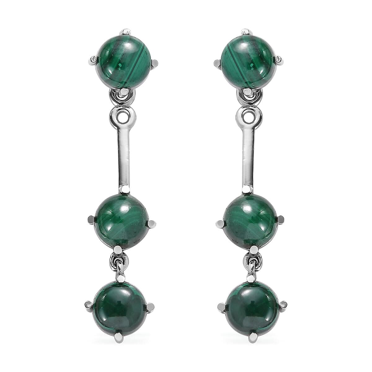 African Malachite Multi Function Earrings in Stainless Steel 7.40 ctw