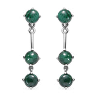 African Malachite Multi Function Earrings in Stainless Steel 7.40 ctw
