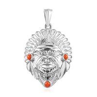 Mediterranean Coral Pendant without Chain in Platinum Over Copper with Magnet 0.30 ctw