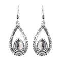 Artisan Crafted White Buffalo Dangle Earrings in Sterling Silver 4.10 ctw - Sticky add to cart bar