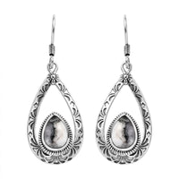 Artisan Crafted White Buffalo Dangle Earrings in Sterling Silver 4.10 ctw