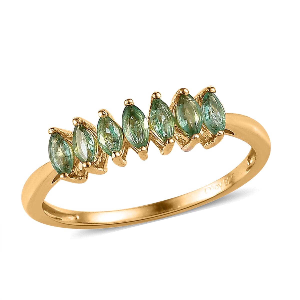 Ethiopian Emerald 7 Stone Ring in Vermeil Yellow Gold Over Sterling Silver 0.65 ctw
