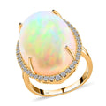 Certified & Appraised Iliana 18K Yellow Gold AAA Ethiopian Welo Opal and G-H SI White Diamond Ring 5.30 Grams 14.10 ctw - Sticky add to cart bar