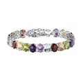 Multi Gemstone Bracelet in Platinum Over Sterling Silver (6.50 In) 27.30 ctw - Sticky add to cart bar