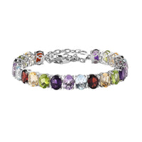 Multi Gemstone Bracelet in Platinum Over Sterling Silver (6.50 In) 27.30 ctw