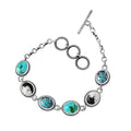 D'Joy Artisan Crafted Royston Turquoise, Blue Moon Turquoise and White Buffalo Toggle Clasp Bracelet in Sterling Silver (7.25 In) 16.50 ctw - Sticky add to cart bar