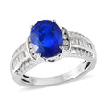 Tanzanian Blue Spinel (DF) and White Zircon Ring in Platinum Over Sterling Silver 2.75 ctw - Sticky add to cart bar