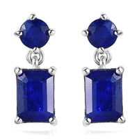 Tanzanian Blue Spinel (DF) Dangle Earrings in Platinum Over Sterling Silver 2.85 ctw