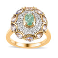 Ethiopian Emerald and Multi Gemstone Ring in Vermeil Yellow Gold Over Sterling Silver 1.50 ctw - Sticky add to cart bar