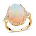Certified & Appraised Iliana 18K Yellow Gold AAA Ethiopian Welo Opal and G-H SI Diamond Ring 5 Grams 10.30 ctw - Sticky add to cart bar